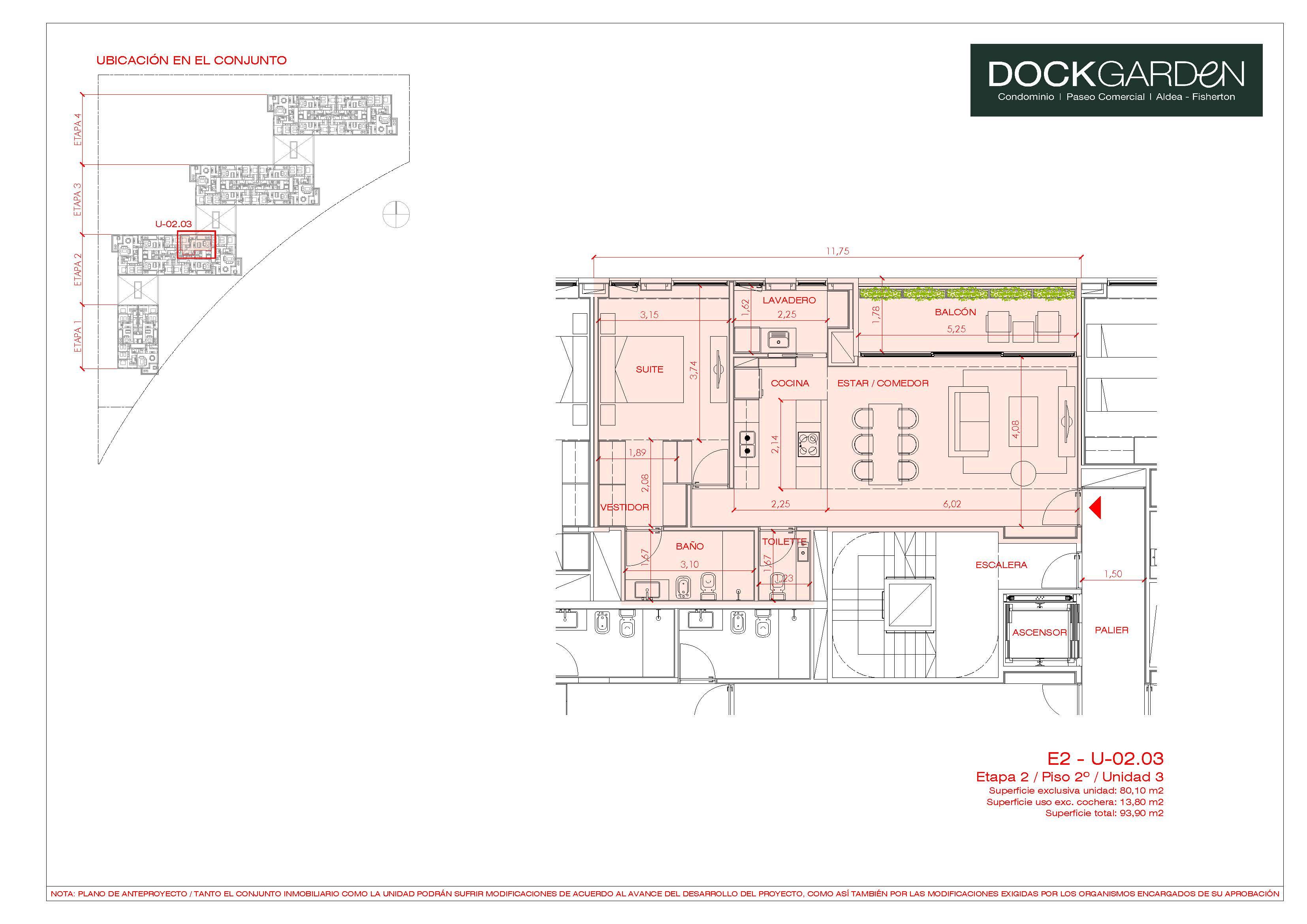 Departamento 1 dormitorio de 80 m² en Dock Garden, Fisherton